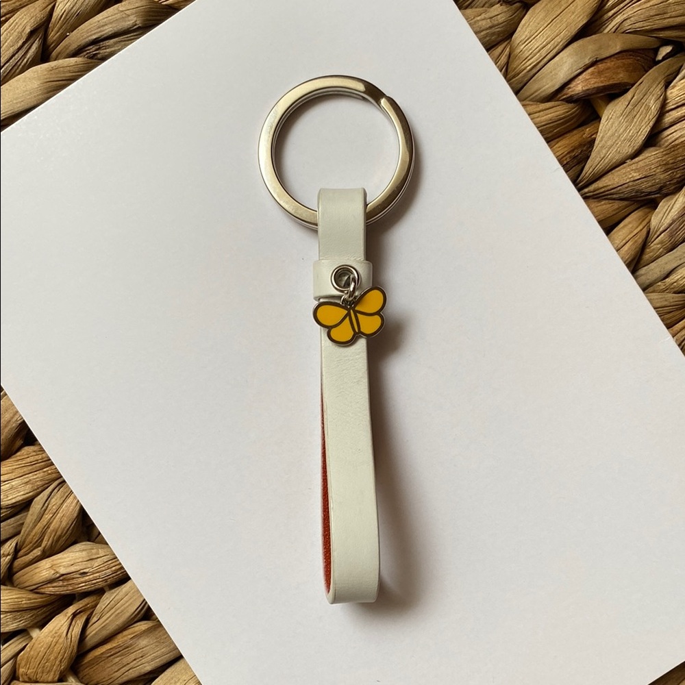 Coach White and Yellow Keychain / Bag Accessory